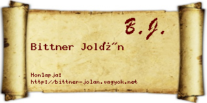 Bittner Jolán névjegykártya